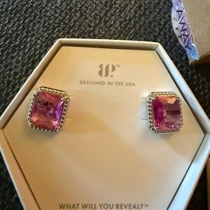 Pink Cushion-Cut Halo Stud Earrings - Designed in the USA